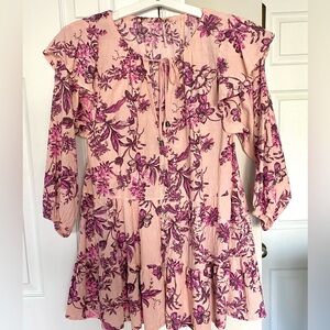 Free People Tiered Flounce Button Down Dress.  Light weight cotton, long sleeve